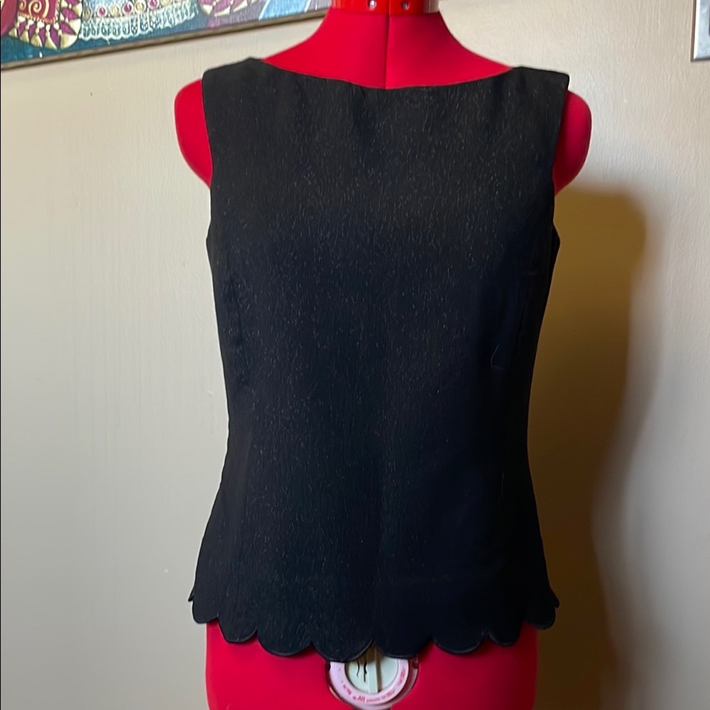 Emanuel Ungaro lined wool boat-neck top with scalloped hem
